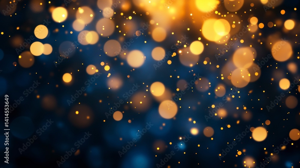 Aufkleber abstract background with golden and blue bokeh lights.