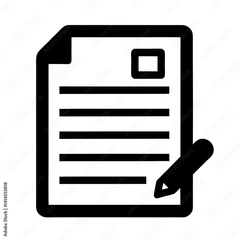 Aufkleber document with lines and a pen icon for file editing or signing