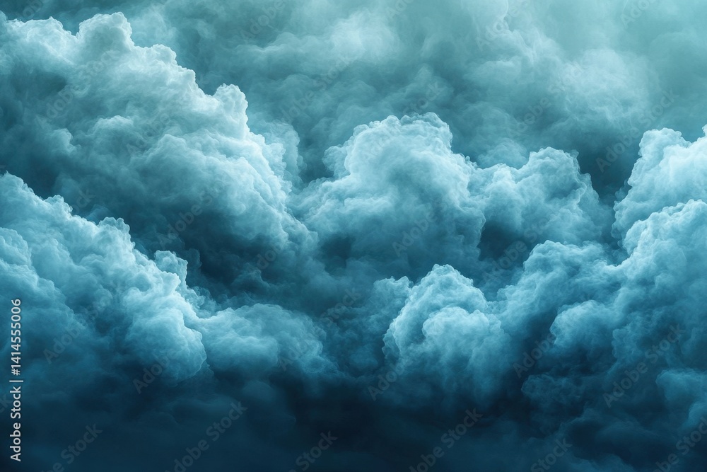 Poster dramatic teal clouds create a sense of depth and atmosphere in a captivating aerial perspective with