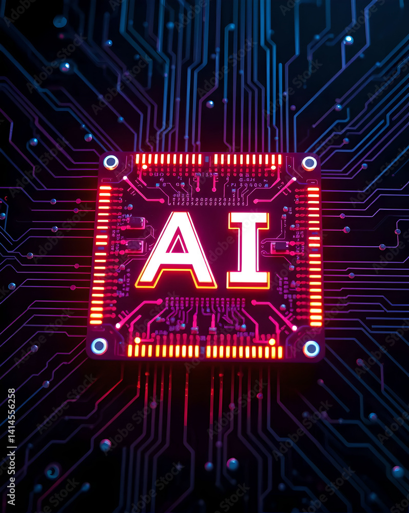 Aufkleber abstract representation of an ai microchip, full of potential.