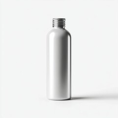 Sleek Silver Bottle Mockup: Minimalist Product Packaging Design