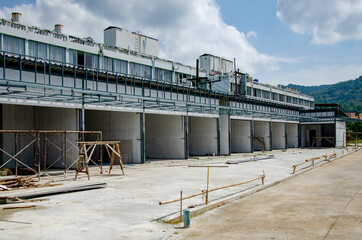 Construction Site with Partially Built Structure