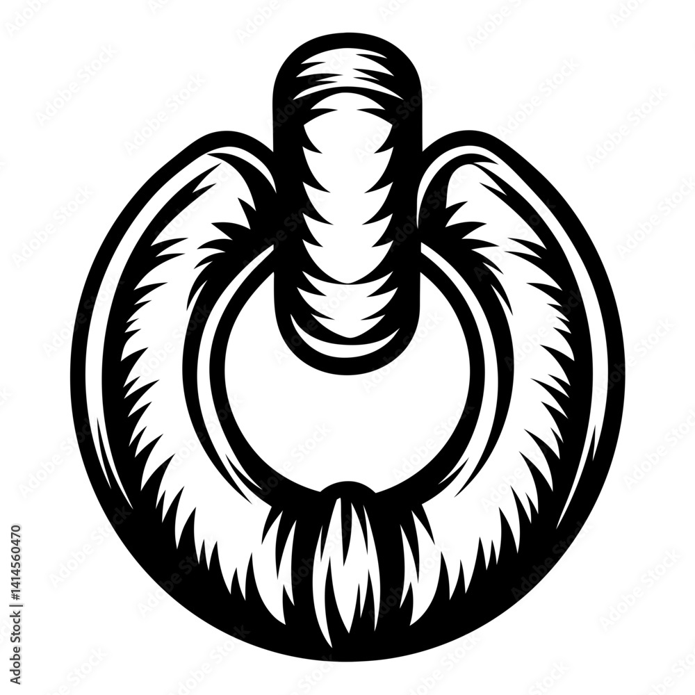 Poster abstract monochrome power icon with stylized edges and dynamic design