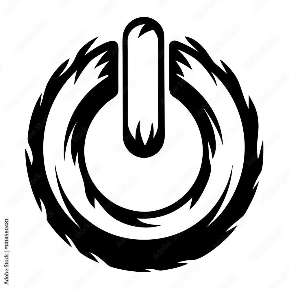 Aufkleber bold and dynamic stylized power button with an aggressive design flourish