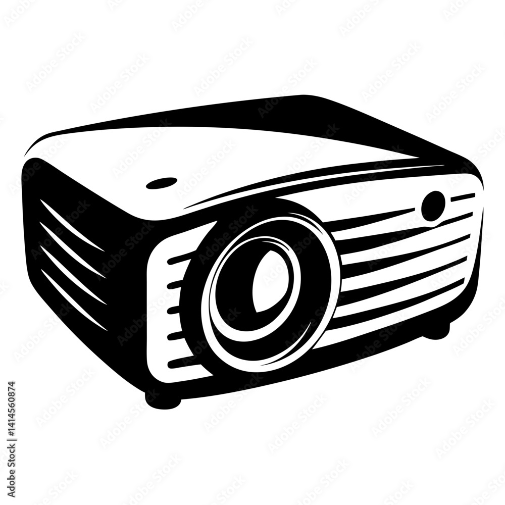 Poster black and white vector art of a modern digital projector device