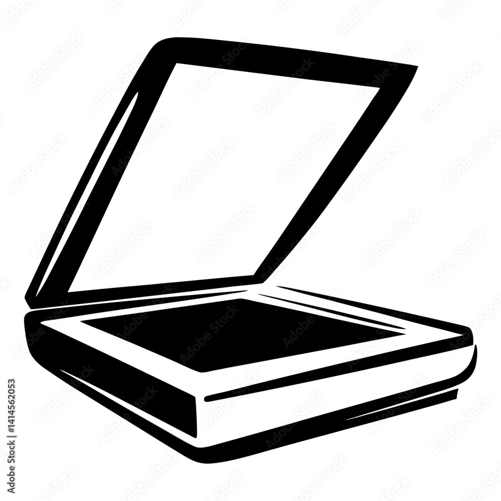 Poster monochromatic open scanner machine artwork for digital document scanning needs