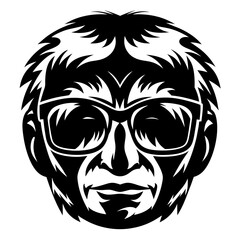 Stylized Black and White Portrait of a Man Wearing Glasses with Flair