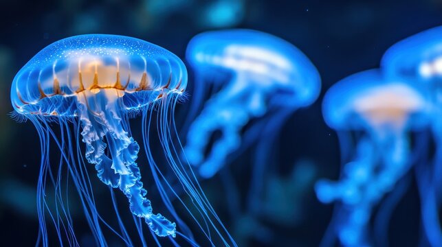 Mesmerizing Blue Jellyfish Underwater