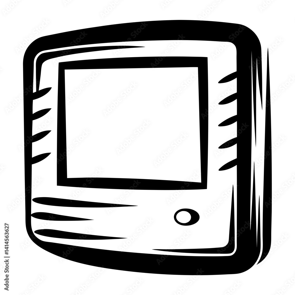 Poster stylized handheld gaming device with a blank screen and button detail