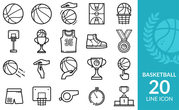 basketball  - set  of 20 vector icons