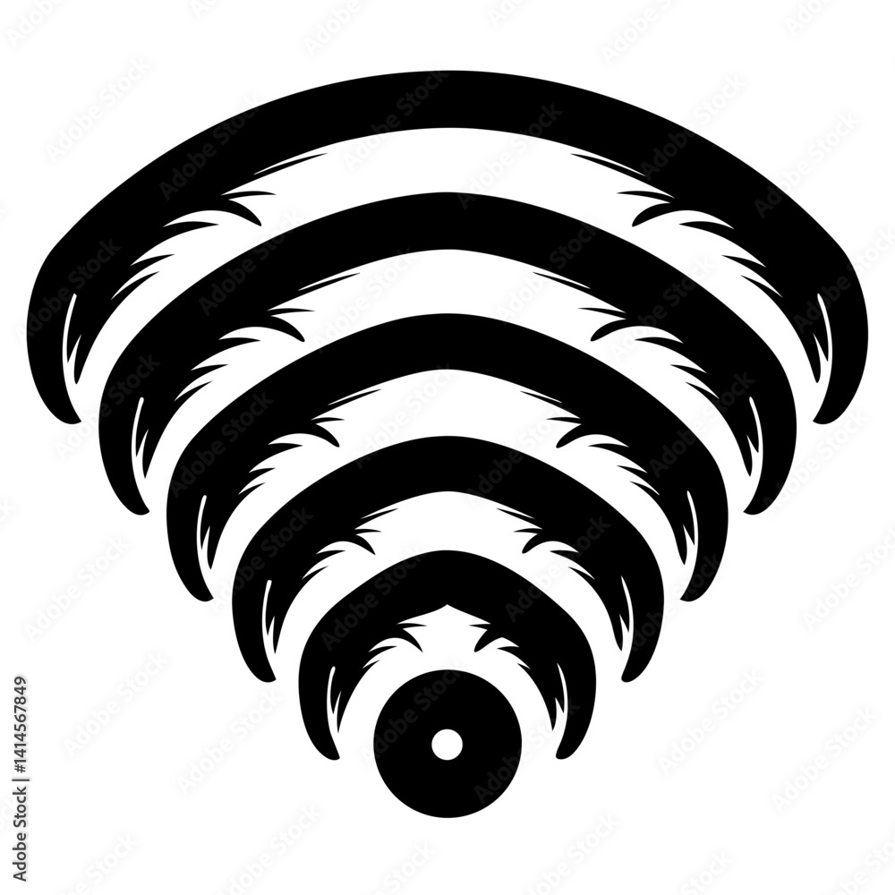 Aufkleber stylized wifi signal icon with concentric arcs in bold black and white