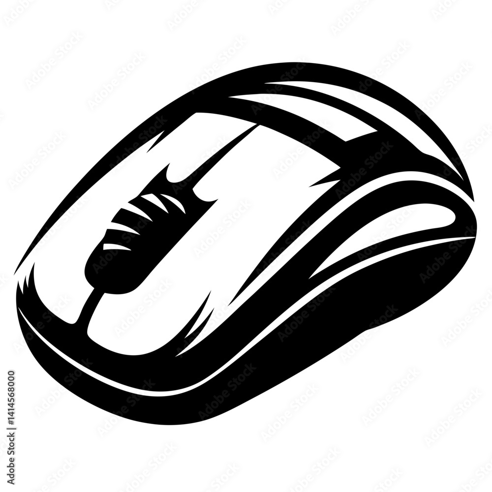 Aufkleber stylish monochrome computer mouse design featuring bold curved line details