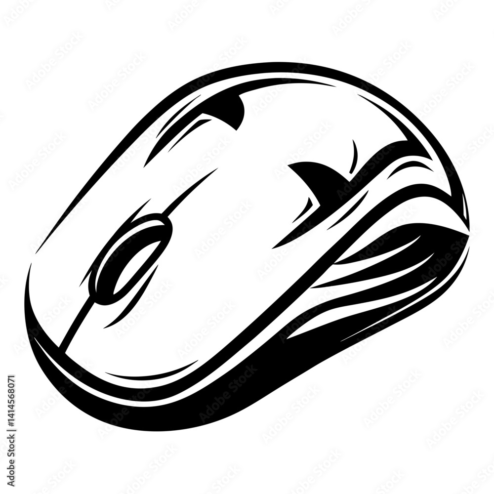 Aufkleber stylized vector image of a computer mouse in black and white