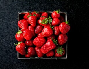 Strawberries on a black background.