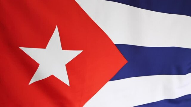 Closeup of national flag of Cuba in slow motion