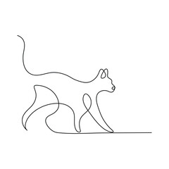 Continuous one line cat pet drawing out line vector illustration design. Cat One Line Vector .