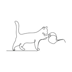 Continuous one line cat pet drawing out line vector illustration design. Cat One Line Vector .