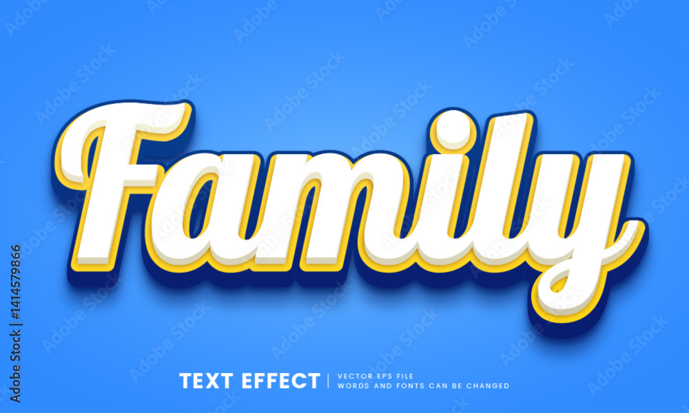 Poster editable 3d family text effect. fancy font style perfect for logotype, heading and title