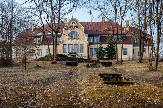 Vecbebri Manor was built in classical style, but during the reconstruction became an expressive example of Art Nouveau architecture. Latvia.