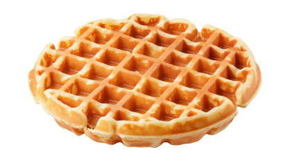Belgian Waffle Isolated on White Background — Delicious Breakfast, Waffle Dessert, and Sweet Food Concepts