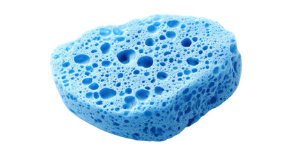 Obraz premium Blue Sponge Isolated on White Background — Cleaning Tool, Household Essential, and Domestic Use