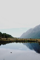mountain lake in the morning