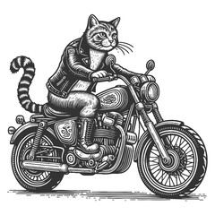 Cool Biker Cat Riding Motorcycle vector