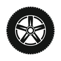Obraz premium Black and White Car Wheel Vector – Minimalist 5-Spoke Tire Illustration