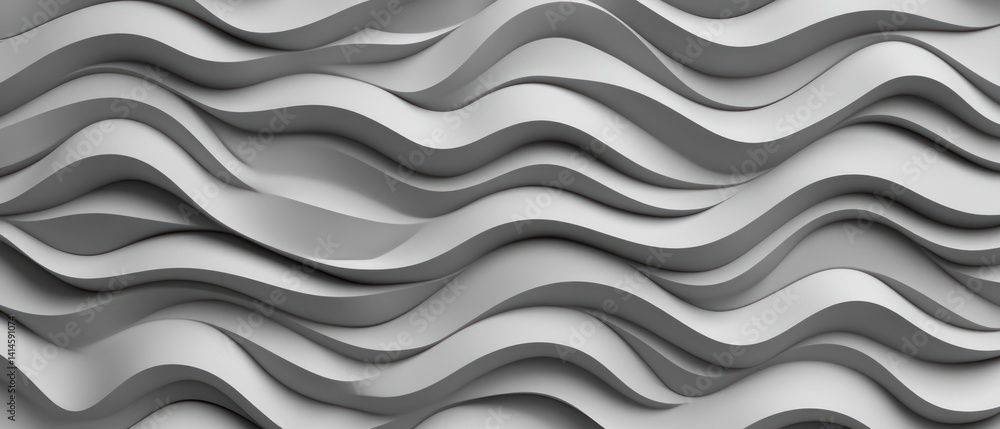 Aufkleber abstract gray wave pattern: a 3d render of seamless undulating lines
