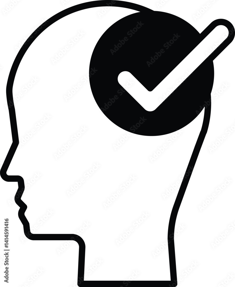 Poster head with a check mark on it
