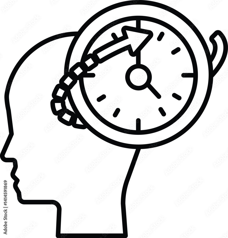 Poster head with a circle around it with a clock in the middle