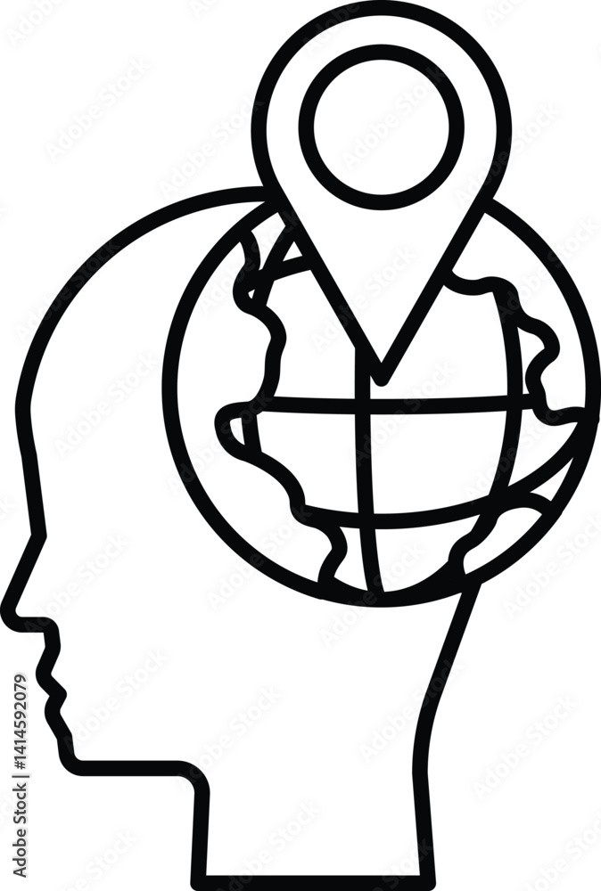 Poster head with a globe on top of it