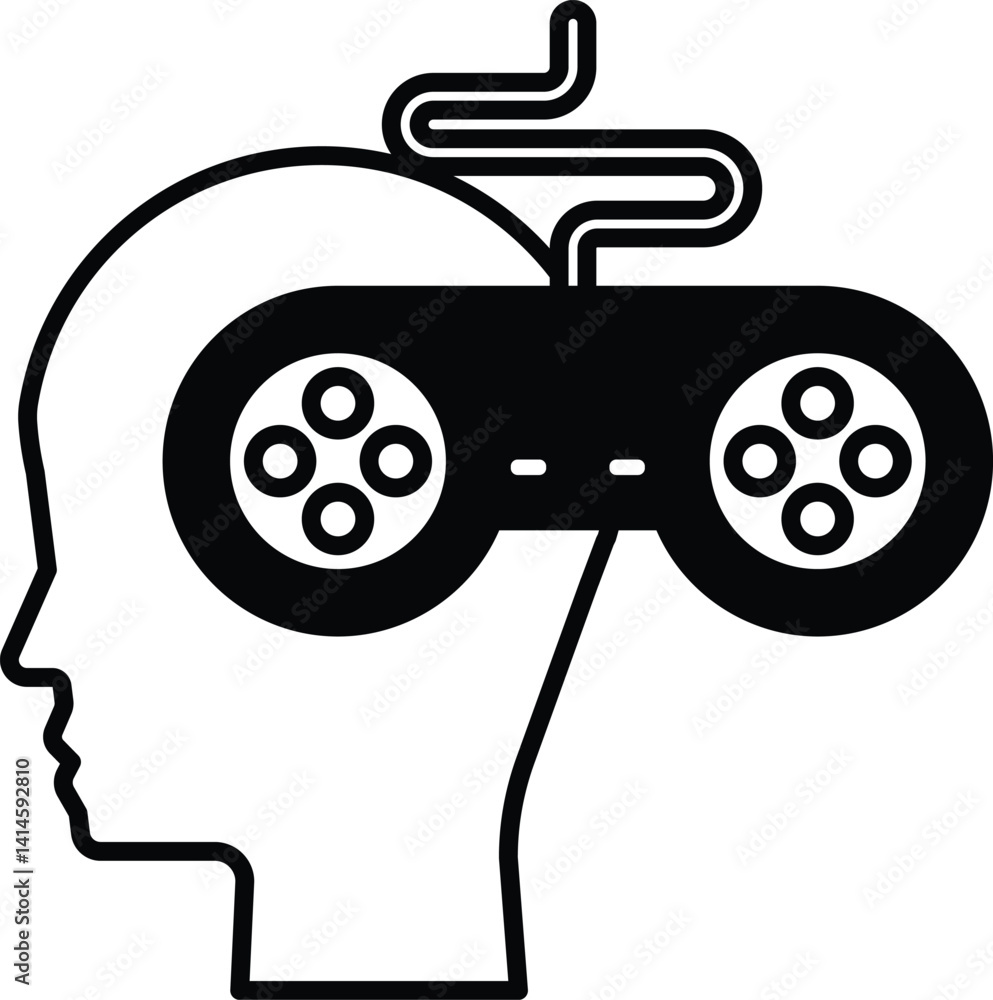 Poster head with a video game controller in its hands