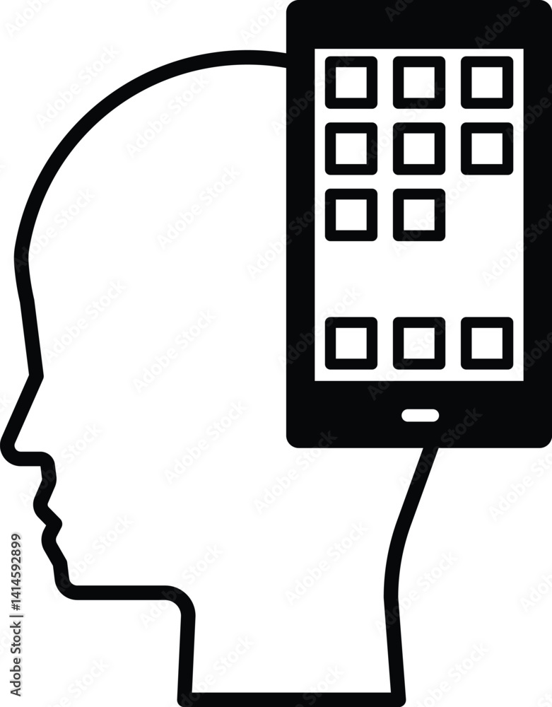 Poster head with a phone in the middle of it