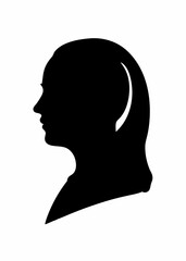 Elegant Female Silhouette . Minimal Side Profile Vector Art in Black and White