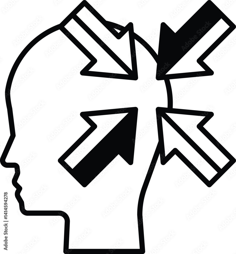 Poster head with four arrows pointing in different directions