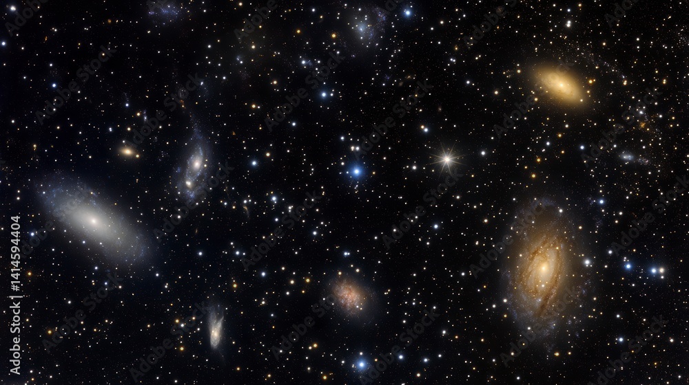 Aufkleber a breathtaking view of multiple galaxies in deep space, showcasing their diverse shapes, sizes, and 