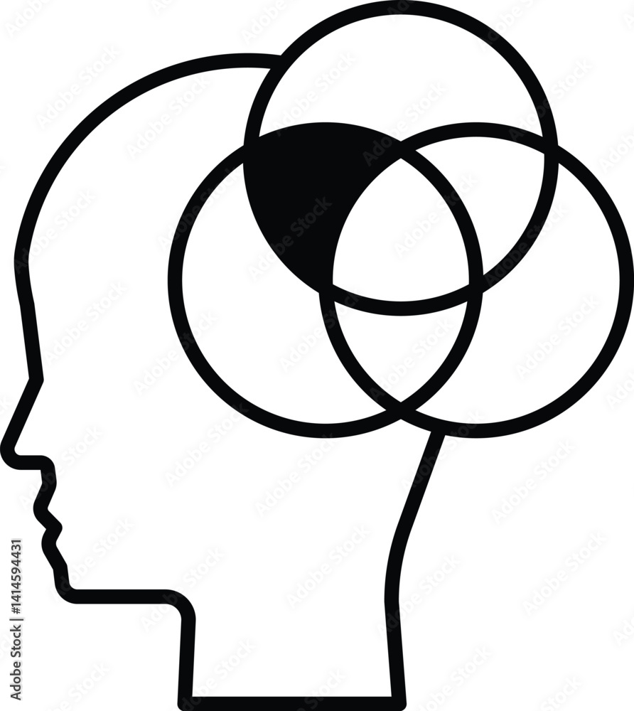 Poster head with three circles on it