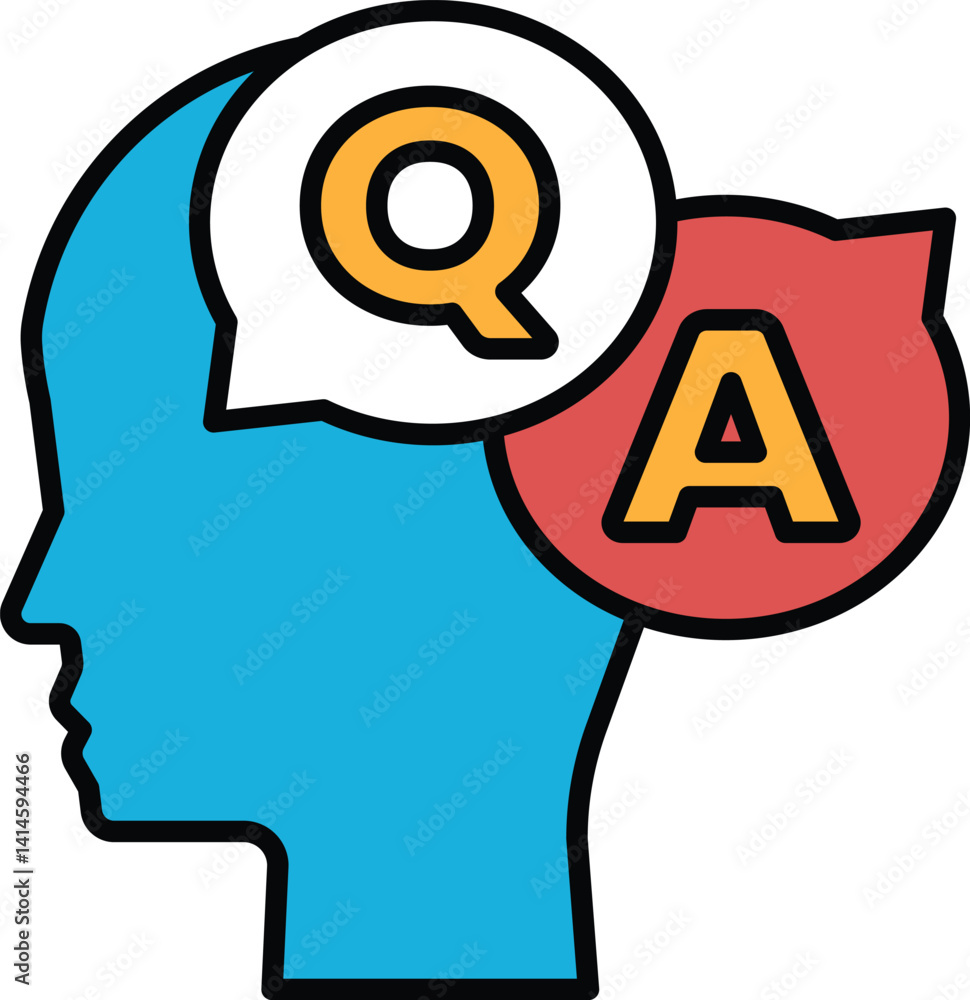Poster a head with a question mark and an a on it