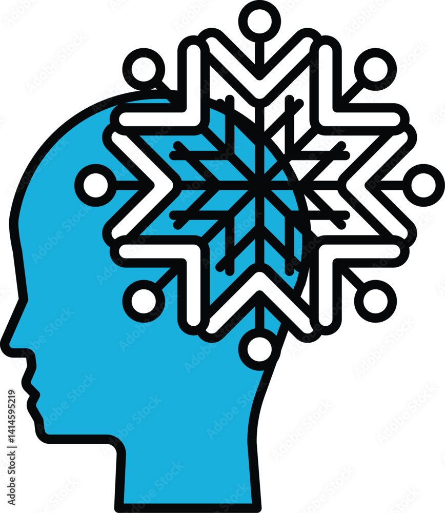 Poster a blue head with a snowflake design on it
