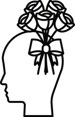 head with a bouquet of roses on it