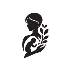 mother's day vector silhouette clip art illustration