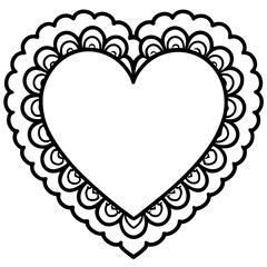 Floral Lace Heart Vector Line Art