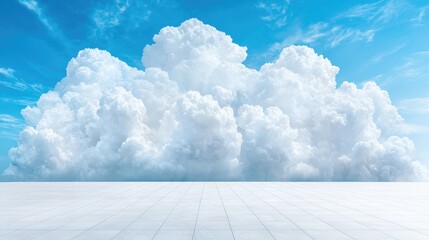 Serene cumulus cloud formation against vivid blue sky peaceful nature photography