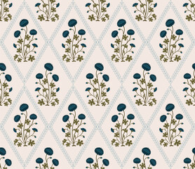 Hand drawn colourful geometric flowers, seamless patterns with floral for fabric, textiles, clothing, wrapping paper, backdrop, banner, illustration, abstract backgrounds.
