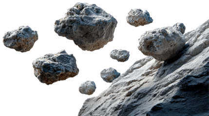 Rock Fall: A dramatic capture of rocks cascading down, a powerful display of nature's raw energy and the forces shaping the landscape.