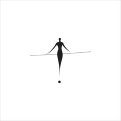 outline of the figure of a female athlete with a ball, rhythmic gymnastics, minimalism, black and white graphics, vector
