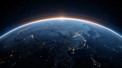 Conceptual Earth Visualization: Future World Globe, Digital Planet Design, Advanced Earth Technology, Sci-Fi Globe Art, Innovative Planetary Rendering, Global Network Illustration.
