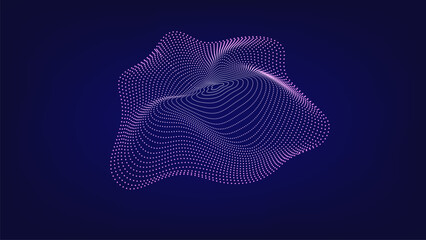 Abstract 3D Dotted Wave Surface with Digital Grid Pattern