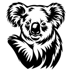 Obraz premium Monochrome Koala Bear Portrait Vector Art Design Illustration of an Australian icon